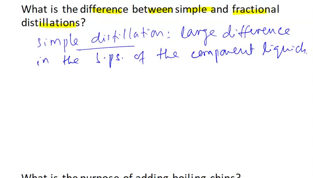 SOLVED Distillation PreLab Define boiling point. Define the method