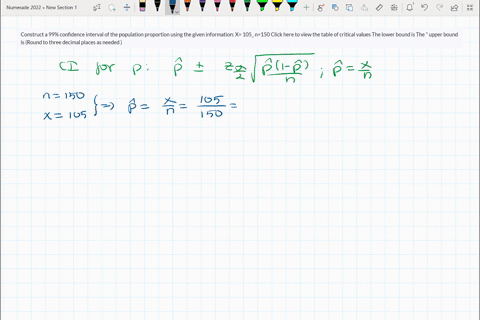 construct a 99 confidence interval of the population proportion using ...