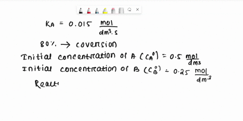 the-zero-orderliquid-phase-reaction-2ab2c-is-carried-out-in-a-cstr-and-a-pfrfor-an-entering-volumetric-flowrate-of-10-dm3-s-at-a-concentration-of-a-equal-to-05-mol-dm3-and-of-b-equal-to-025-49953