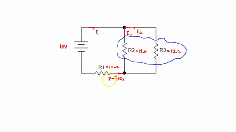 r2-r3-the-circuit-shown-contains-the-following-three-resistors-wired-to-10-v-battery-r1-ohms-r2-ohms-r3-12-ohms-calculate-the-voltage-drop-across-r1-give-your-answer-in-volts-but-don-include-50575