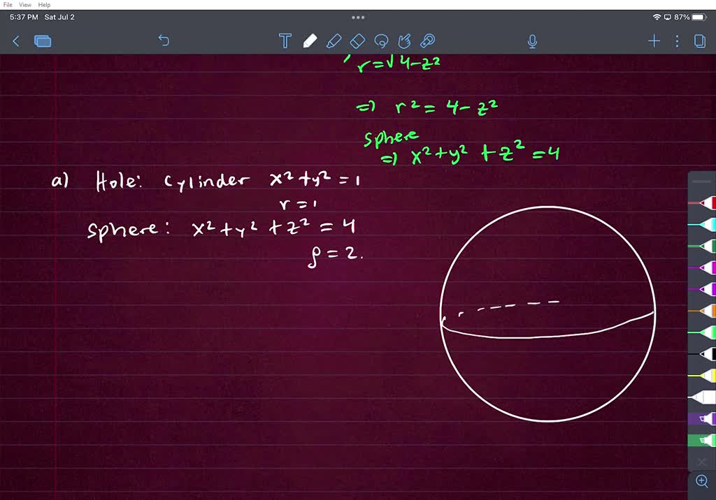 SOLVED Hole in sphere A circular cylindrical hole is bored through a