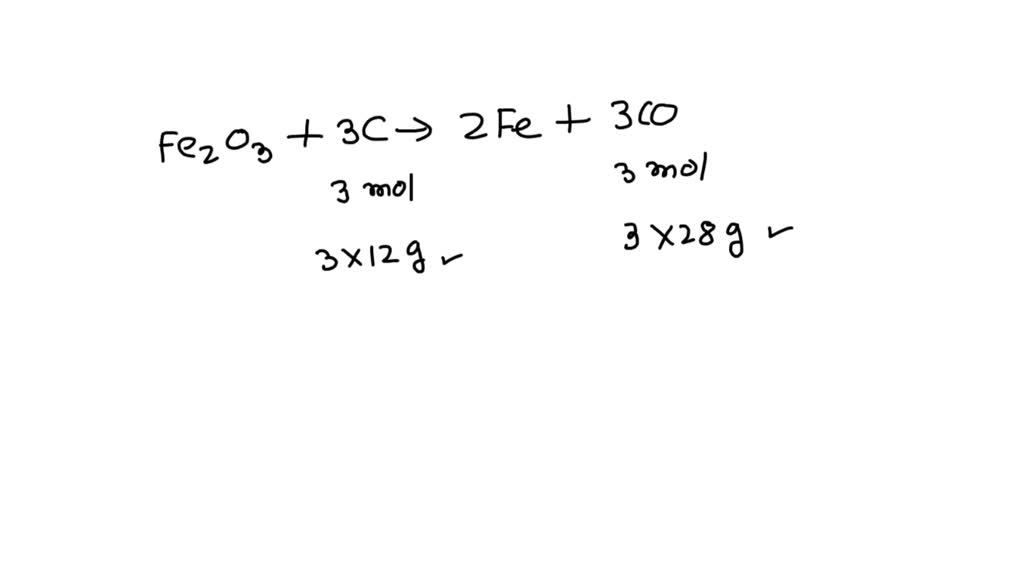 SOLVED Iron (III) oxide reacts with carbon to give iron and carbon