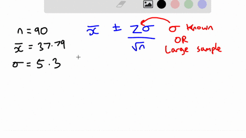sample-of-size-n-90-is-drawn-from-normal-population-whose-standard-deviation-is-53-the-sample-mean-is-x-3779-part-1-cf-2-a-construct-a-98-confidence-interval-for-round-the-answer-to-at-least-64639