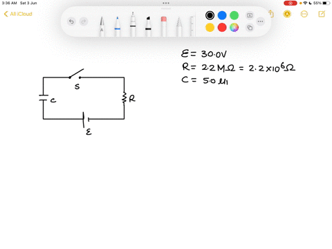 consider-a-series-rc-circuit-as-in-figure-below-for-which-r-22-mq-c-5-pf-and-8-300-v-find-the-time-constant-of-the-circuit-in-units-of-seconds-s-r-8-select-one-a-044-b-1100-c227-d-1430-e-176-44047