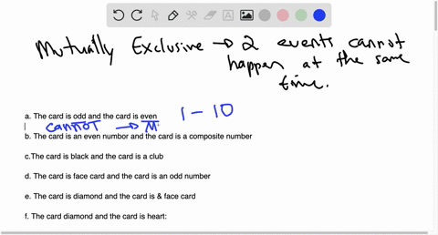 decide-whether-oach-of-the-pairs-of-events-are-mutually-exclusive-or-not-mutually-exclusive-when-drawing-one-card-from-standard-deck-of-52-cards_-the-card-is-odd-and-the-card-is-even-b-tho-c-20166