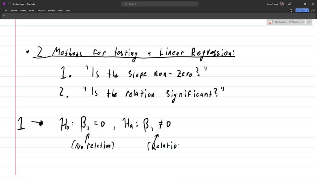 null and alternative hypothesis for simple linear regression