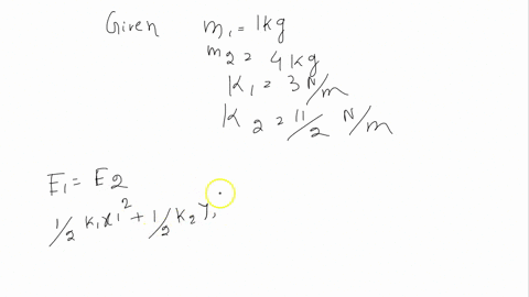 two-springs-and-two-masses-are-attached-in-a-straight-line-on-a-horizontal-frictionless-surface-as-illustrated-in-the-figure-to-the-right-the-system-is-set-in-motion-by-holding-the-mass-m2-a-97294