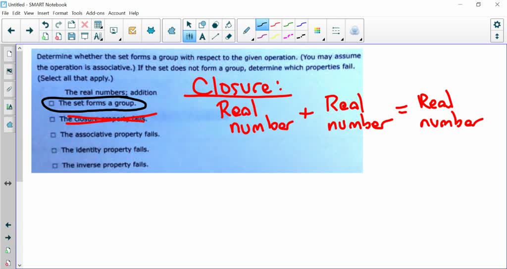 SOLVED: Determine whether the set forms a group with respect to the ...