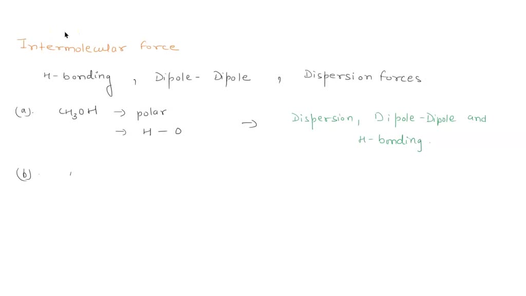 SOLVED: Identify All Of The Intermolecular Forces Within The Molecule ...