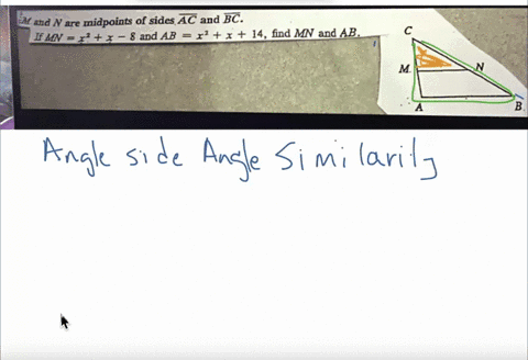 and-n-are-midpoints-of-sides-overlinea-c-and-overlineb-c-if-m-nx2x-8-and-a-bx2x14-find-m-n-and-a-b