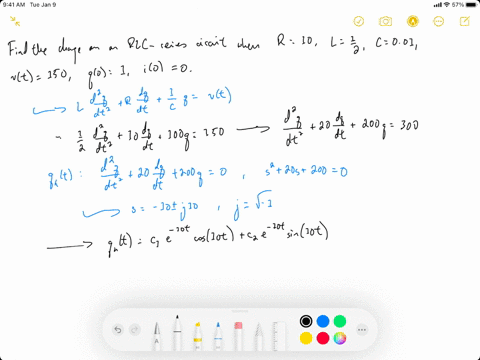 find-the-charge-on-the-capacitor-in-an-l-r-c-series-circuit-when-lfrac12-mathrmh-r10-omega-c001-math-53565