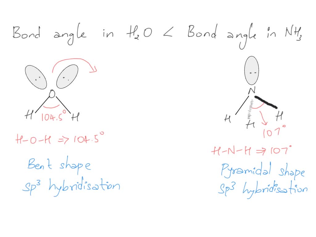 SOLVED: 2. Why is the bond angle in water, H2O, less than the bond ...