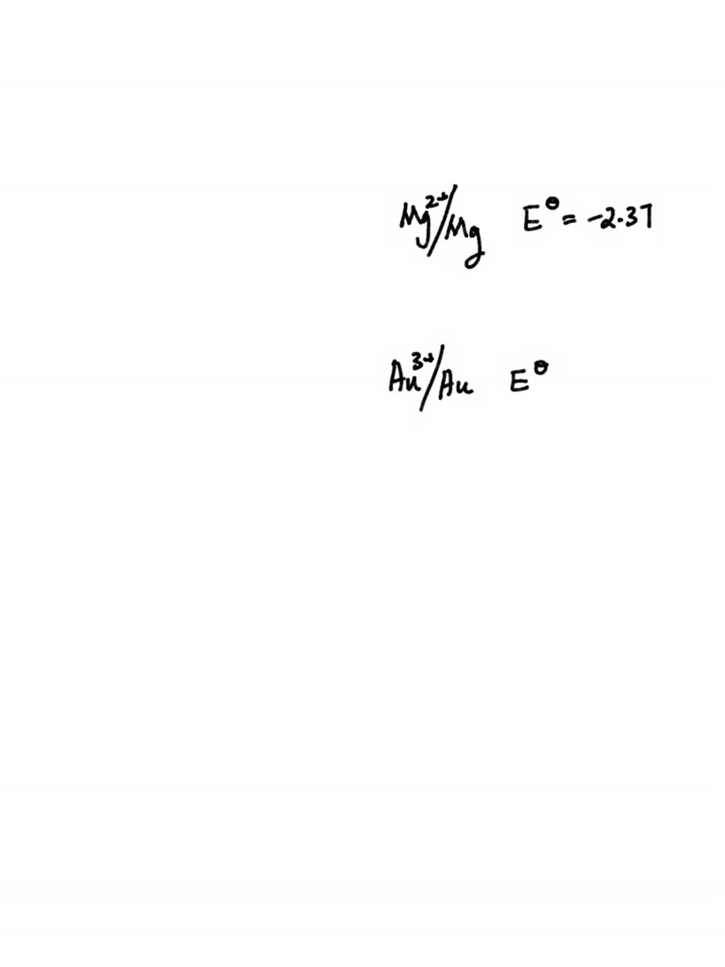 SOLVED A potentiometric ionselective electrode for magnesium gave a potential of 0.2897 V