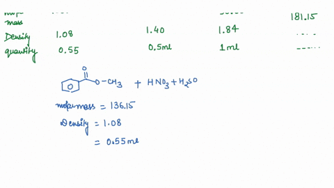 calculate-the-percent-yield-for-the-synthesis-of-methyl-3-nitrobenzoate-if-06122g-was-obtained-from-the-product-demonstrate-the-limiting-reactive-calculation-procedure-and-from-it-the-theore-08039