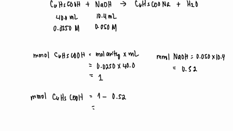 part-a-calculate-the-ph-in-the-solution-formed-by-adding-104ml-of-0050-m-naoh-to-400-ml-of-00250-m-benzoic-acid-c6h5cooh-ka-63-105-part-b-calculate-the-ph-of-a-solution-made-by-adding-95-ml-86214
