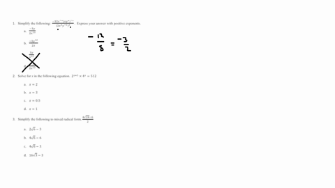 1-simplify-the-following-frac-12-x-x-2leftx-y2right-1left2-x3-y-1right3-express-your-answer-with-positive-exponents-a-frac-3-y2-x13-b-frac-3-y132-x-c-frac3-yx13-d-frac-y2-x13-2-solve-for-x-in-the-foll