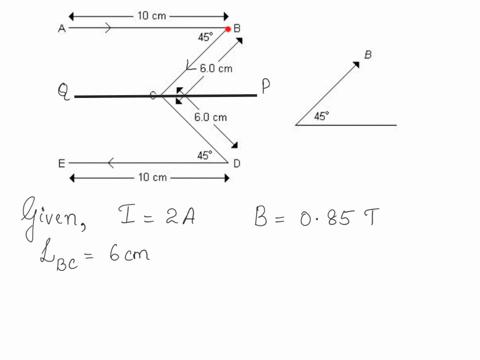 10-a-wire-in-the-shape-of-an-m-lies-in-the-plane-of-the-paper-it-carries-current-of-20-a-flowing-from-a-to-e-as-shown-in-the-figure-it-is-placed-in-a-uniform-magnetic-field-of-085-t-in-the-s-56626