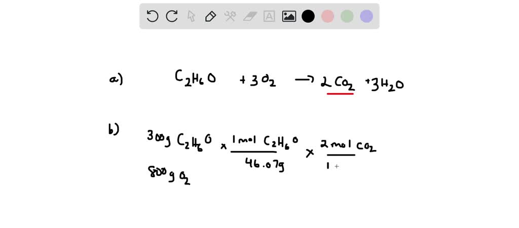 SOLVED: Ethanol (C2H6O) can be used as fuel. a. Write the reaction of ...