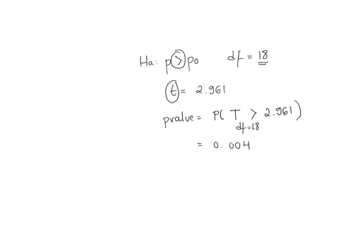 let-the-test-statistic-have-distribution-when-ho-is-true-give-the-p-value-for-each-of-the-following-situations-round-your-answers-to-three-decimal-places-ha-p-hos-df-18-t2961-p-value-ha-h-ho-80807