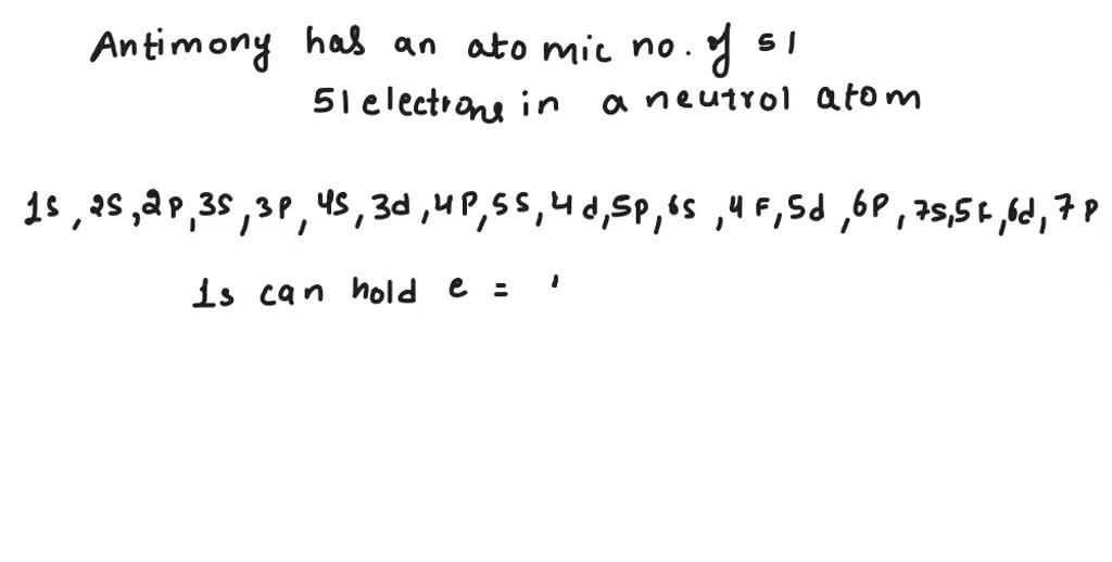 SOLVED: Write the electron configuration for neutral atom of antimony: