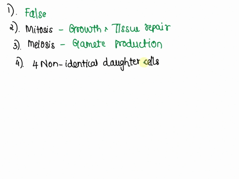 question-1-the-products-of-mitosis-are-haploid-true-false-question-2-mitosis-is-used-for-which-of-the-following-select-all-that-apply-growth-tissue-repair-gamete-production-production-of-egg-58909