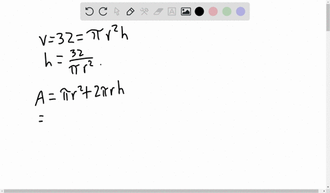 for-cylinder-open-at-one-end-with-radius-r-cm-and-height-h-cm-find-the-dimensions-giving-the-minimum-surface-area-given-that-the-volume-is-32-cm_-note-enter-exact-answers-or-round-to-three-d-86441