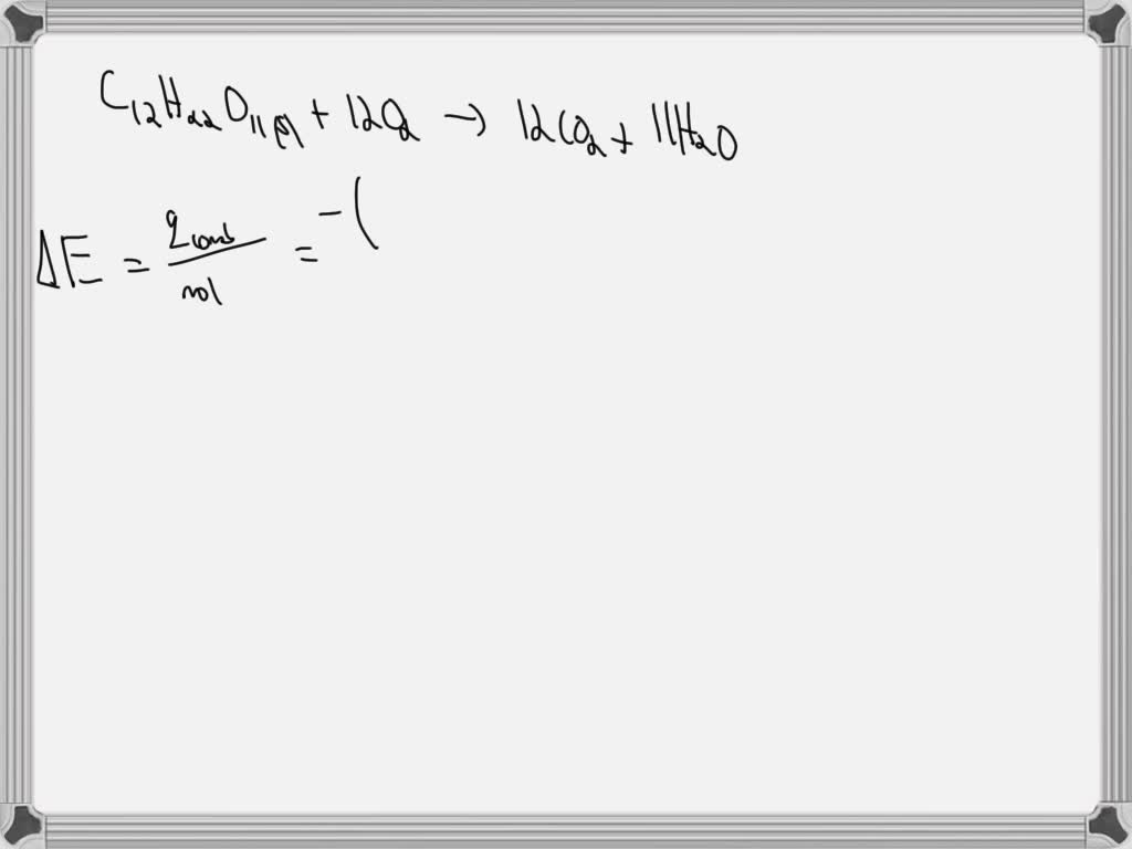 SOLVED: Consider the reaction C12H22O11(s)+12O2(g)→12CO2(g)+11H2O(l) in ...