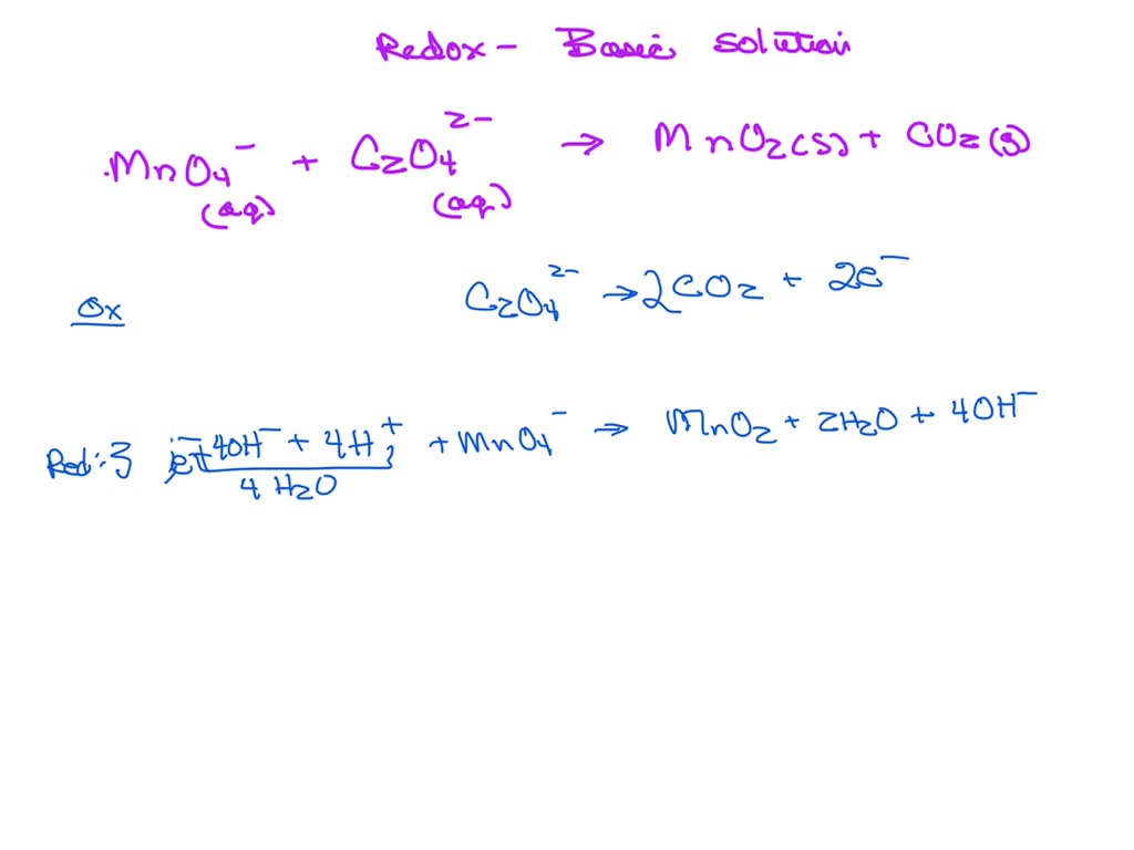 SOLVED: 9. Complete And Balance The Following Redox Reaction In Basic ...