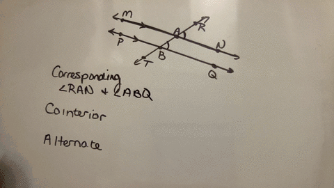 1draw-lines-mn-and-pq-parallel-to-each-otherdraw-transversal-rt-to-cut-mn-and-pq-at-a-and-b-respectively-11write-down-a-pair-of-111-corresponding-angles-113-co-interior-angles-112-alternate-65777