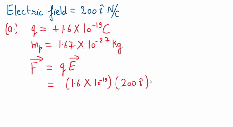 a-proton-moves-in-the-electric-field-e-200i-nc-a-what-are-the-force-on-and-the-acceleration-of-the-proton-b-do-the-same-calculation-for-an-electron-moving-in-this-field-87204
