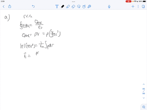 a-solid-insulating-sphere-of-radius-a-has-a-uniform-charge-density-rho-and-a-total-charge-q-concentr-47104