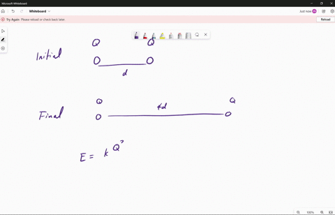 two-equal-point-charges-q-ofmass-m-each-are-separated-by-a-distance-d-one-ofthe-charges-is-released-and-moves-away-from-the-other-due-only-to-the-electrical-force-between-them-when-the-movin-54035