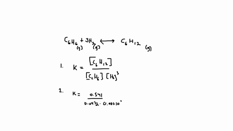 using-the-balanced-endothermic-chemical-equation-below-answer-the-following-questions-c6h6g-3-h2g-c6h12g-1-write-out-the-general-equilibrium-constant-expression-ie-equation-k-2-what-is-the-v-26514