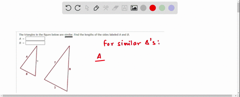 the-triangles-in-the-figure-below-are-similar-find-the-lengths-of-the-sides-labeled-a-and-b-36625