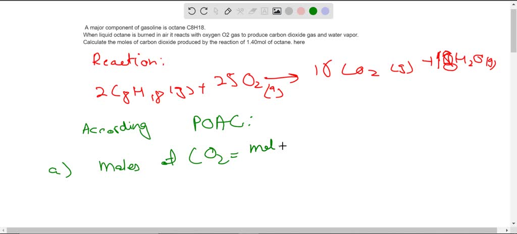 SOLVED: A major component of gasoline is octane C8H18. When liquid ...