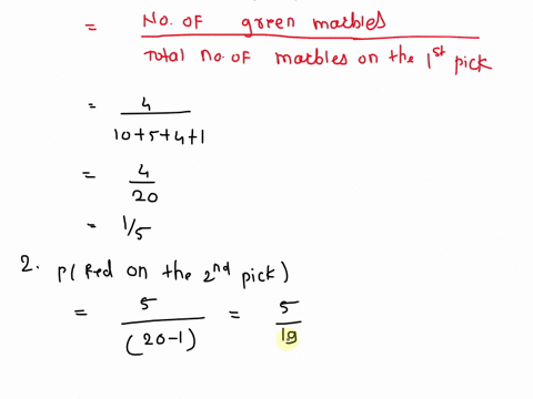 a-jar-contains-10-blue-marbles-5-red-marbles-4-green-marbles-and-1-yellow-marble-two-marbles-are-chosen-without-replacement-a-what-is-the-probability-that-one-will-be-green-and-the-other-red-87235