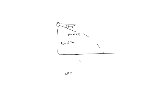 in-a-game-of-basketball-a-forward-makes-a-bounce-pass-to-the-center-the-ball-is-thrown-with-an-initial-speed-of-47ms-at-an-angle-of-15-below-the-horizontal-it-is-released-090-above-the-floor-45167