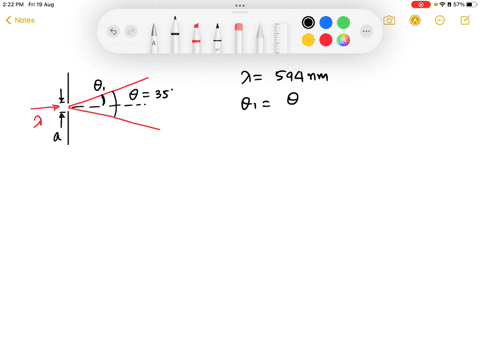 monochromatic-light-of-wavelength-594-nm-falls-on-a-slit-part-a-if-the-angle-between-the-first-two-bright-fringes-on-either-side-of-the-central-maximum-is-35-estimate-the-slit-width-express-40543