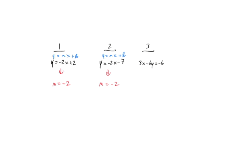 he-equations-of-three-lines-are-given-below-line-1-y-2x2-line-2-y-2x-7-line-3-3x-6y-6-for-each-pair-of-lines-determine-whether-they-are-parallel-perpendicular-or-neither-49862