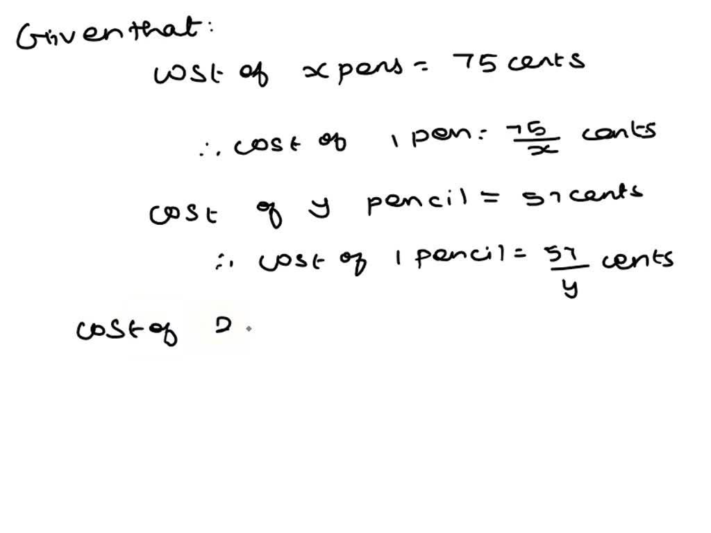 SOLVED 3 pens and 2 erasers cost 5 three pens and three erasers cost 5