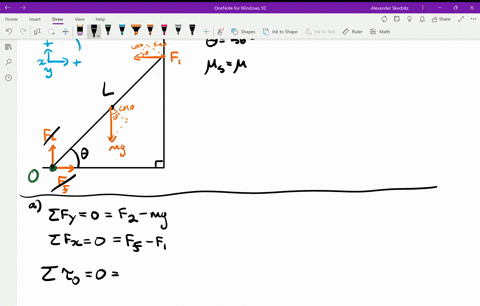 a-uniform-ladder-of-length-l-rests-against-a-smooth-vertical-wall-as-shown-below-the-mass-ofthe-ladder-is-m-and-the-center-of-mass-of-the-ladder-is-located-at-the-mid-point-of-the-ladder-the-57403