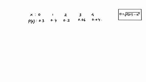 let-x-be-a-discrete-random-variable-with-the-following-probability-mass-function-x-px-0-030-1-040-2-020-3-006-4-004-find-the-standard-deviation-of-x-00216