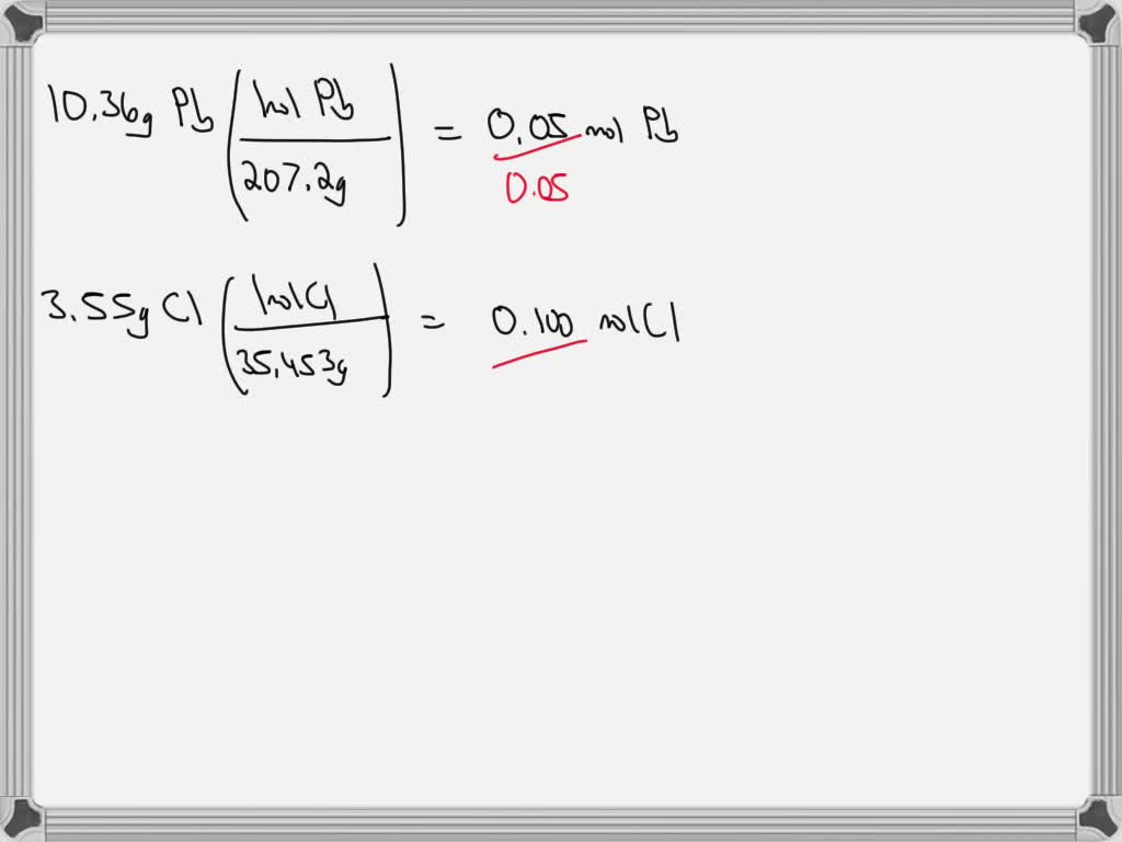 SOLVED A sample of lead chloride was found to contain 10.36 g of lead