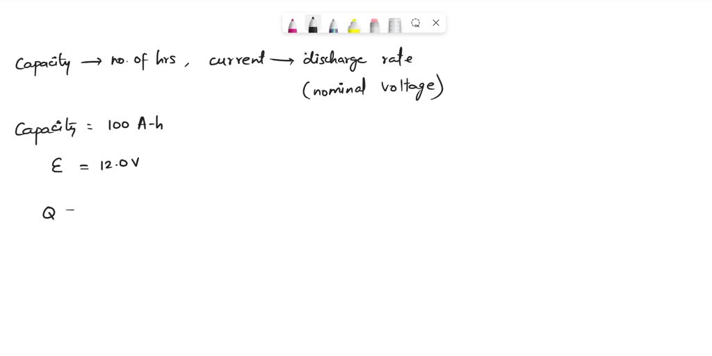 A battery has negligible internal resistance, an e.m.f of 12.0V, and a capacity of 100 Ah