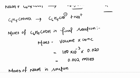calculate-the-ph-if-200-ml-of-010-m-naoh-is-added-to-1000-ml-of-0020-m-benzoic-acid-the-pka-of-benzoic-acid-is-420-95133