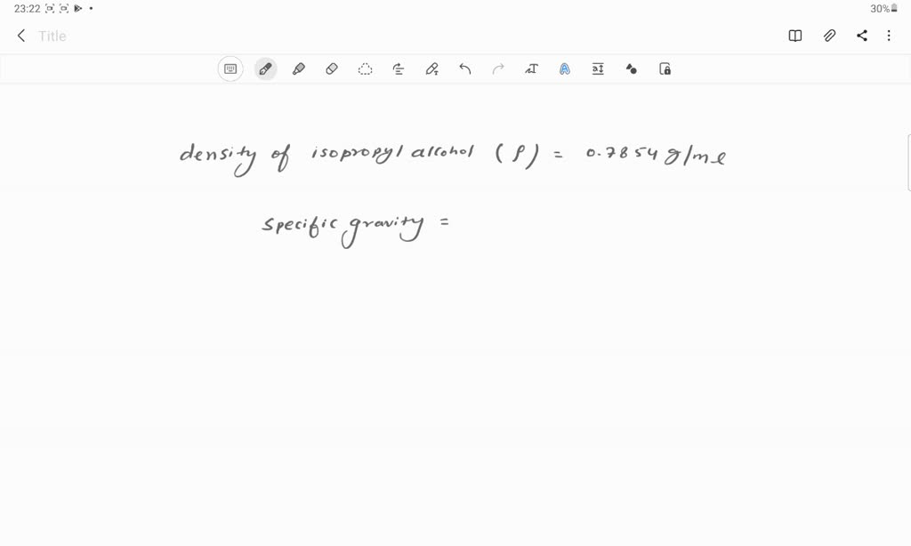SOLVED The density of isopropyl alcohol is 0.7854 glmL. What is the