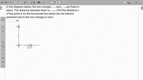 in-the-diagram-below-the-two-charges-4-tq-and-92-2q-are-fixed-in-place-the-distance-between-them-is-d-339m-find-the-distance-x-of-the-point-a-on-the-horizontal-line-where-the-net-electric-po-22836