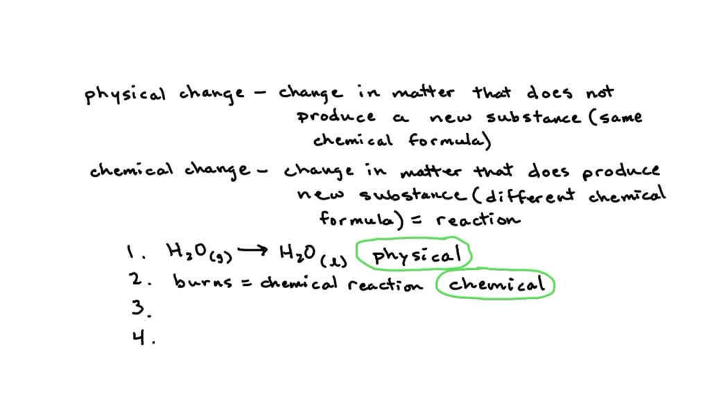 SOLVED Classify each of the following changes as physical or chemical
