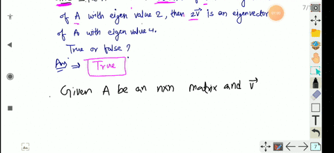 let-a-be-an-n-x-n-matrix-if-v-is-an-eigenvector-of-a-with-eigenvalue-2-then-2v-is-an-eigenvector-of-a-with-eigenvalue-4-true-false-04703