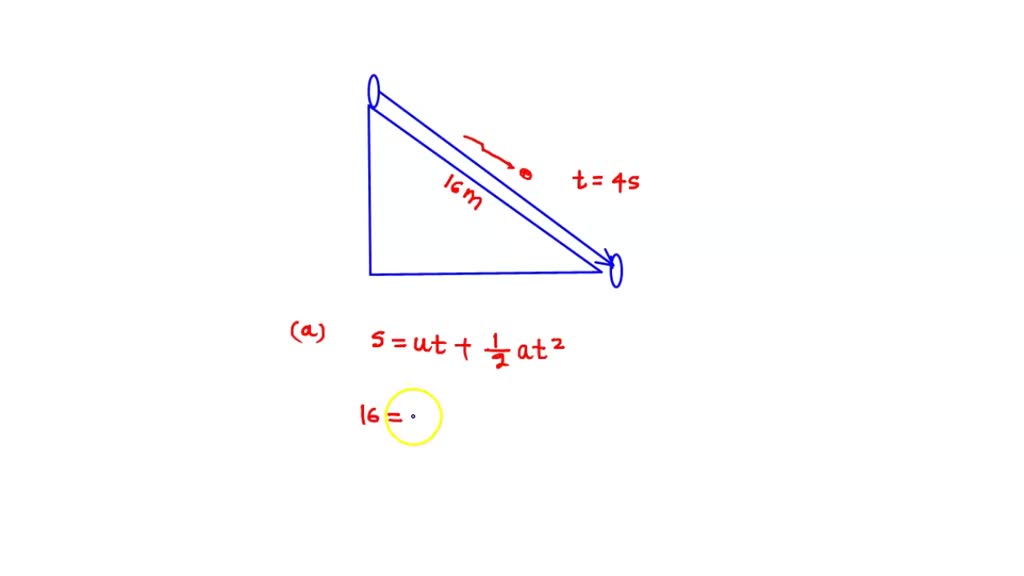 SOLVED A ball starts from rest and rolls down 16m down inclined plane